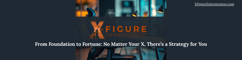 XFigureEntrepreneur Ad Banner X-Figure Entrepreneur logo over office photo